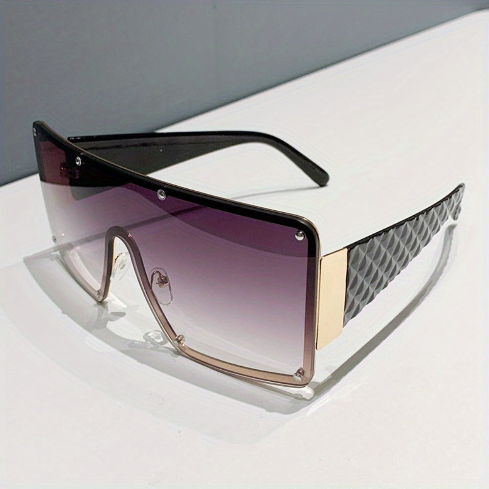 Sunglasses for Women - Large Frame Glasses Wide Brim Rhinestone Edge Accent Fashion Eyewear - product detail view 4