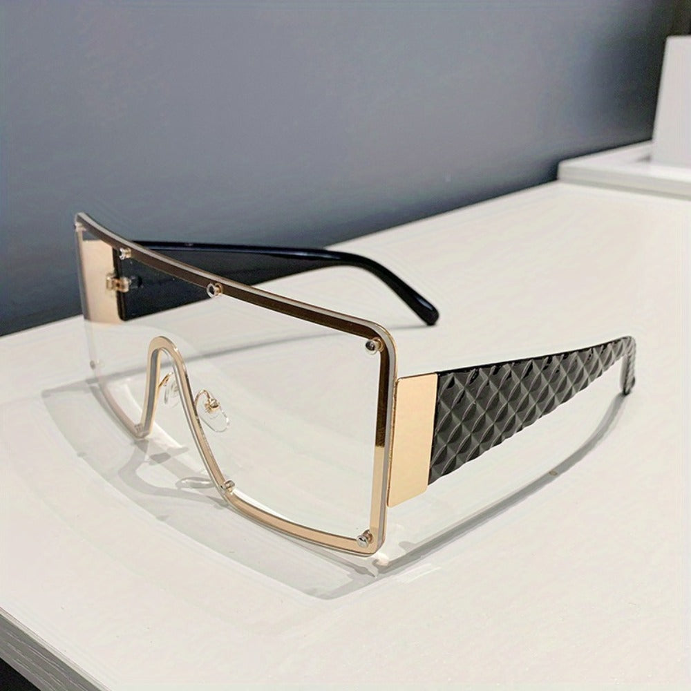 Sunglasses for Women - Large Frame Glasses Wide Brim Rhinestone Edge Accent Fashion Eyewear - product detail view 6
