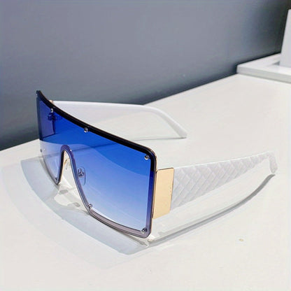 Sunglasses for Women - Large Frame Glasses Wide Brim Rhinestone Edge Accent Fashion Eyewear - product detail view 7