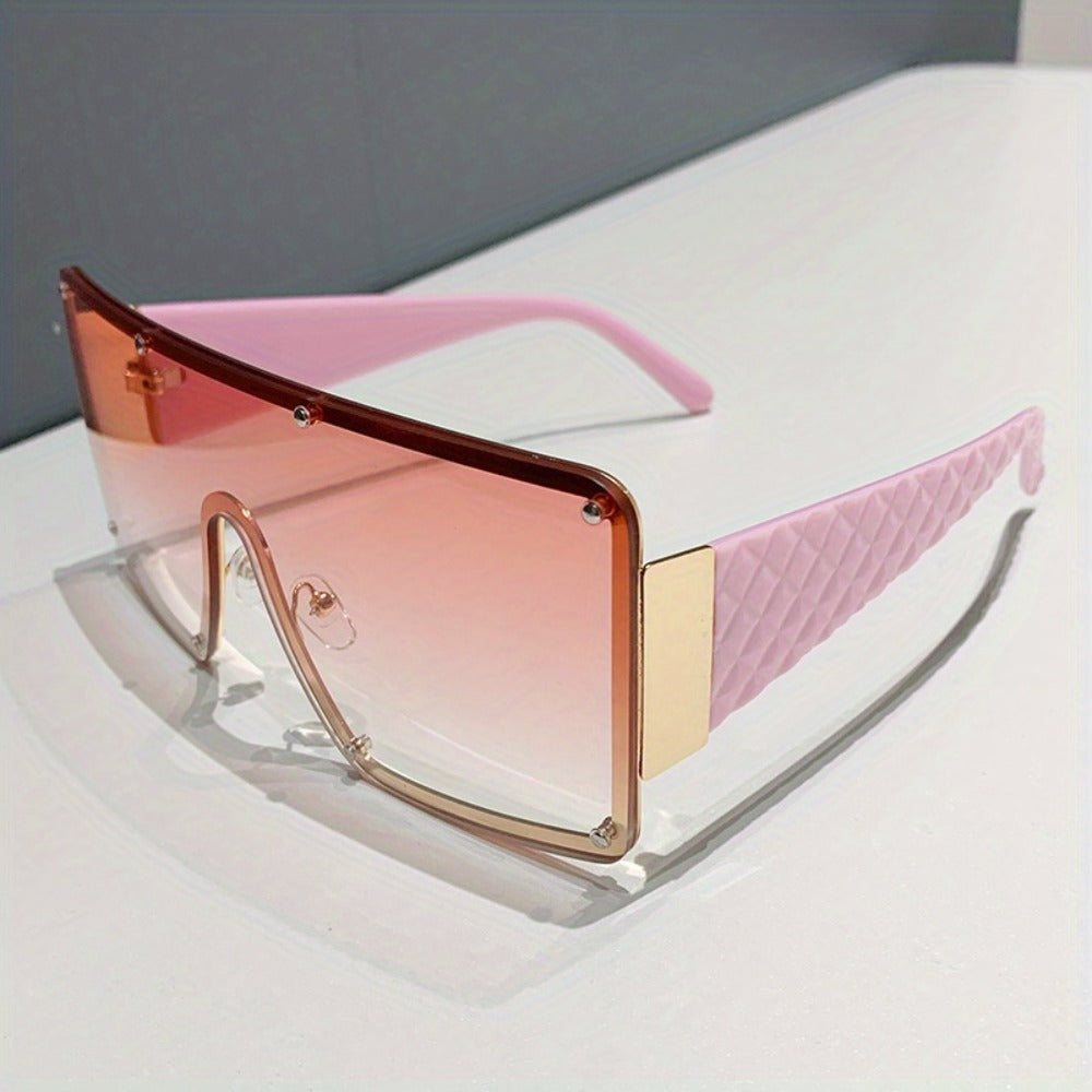 Sunglasses for Women - Large Frame Glasses Wide Brim Rhinestone Edge Accent Fashion Eyewear - product detail view 9