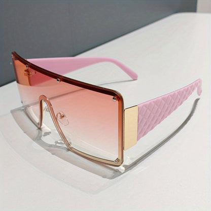 Sunglasses for Women - Large Frame Glasses Wide Brim Rhinestone Edge Accent Fashion Eyewear - product detail view 9