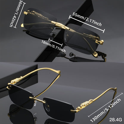 Sunglasses for Men - Leopard Print Frameless Square Gold Frame - Fashion Eyewear Unisex Women - product detail view 5