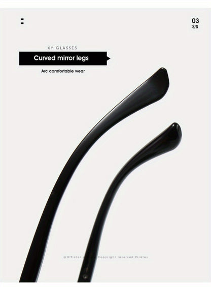 Sunglasses for Men - Luxury Frameless Gold Frame Leopard Arms UV400 Narrow Rectangular Lens - product detail view 19