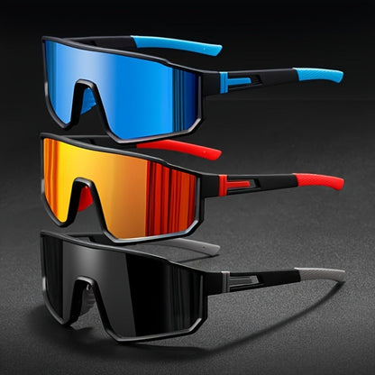 Sunglasses for Men - Mirrored 3 Pack Set Colorful Reflective Lenses, PC Polycarbonate Frame - main product view