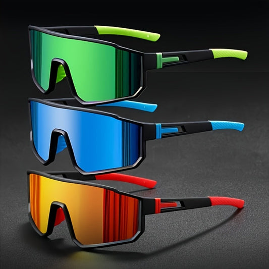Sunglasses for Men - Mirrored 3 Pack Set Colorful Reflective Lenses, PC Polycarbonate Frame - product detail view 2