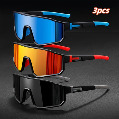 Sunglasses for Men - Mirrored 3 Pack Set Colorful Reflective Lenses, PC Polycarbonate Frame - product detail view 10