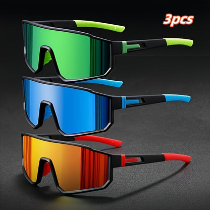 Sunglasses for Men - Mirrored 3 Pack Set Colorful Reflective Lenses, PC Polycarbonate Frame - product detail view 11