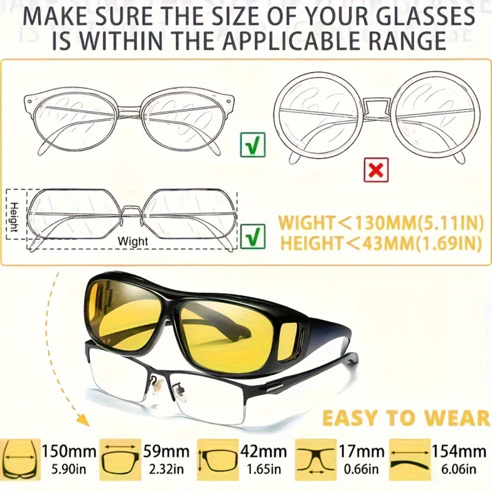 Sunglasses for Men - Night Driving Glasses Wrap-Around Night Vision Anti-Glare for Women, Day & - product detail view 4