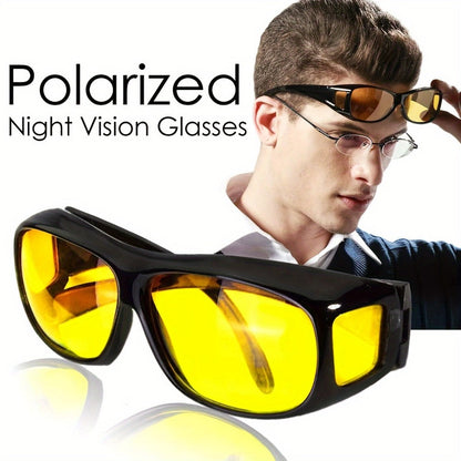 Sunglasses for Men - Night Vision Driving Glasses 2 Pack HD Yellow Anti-Glare Lenses, UV400 & - main product view