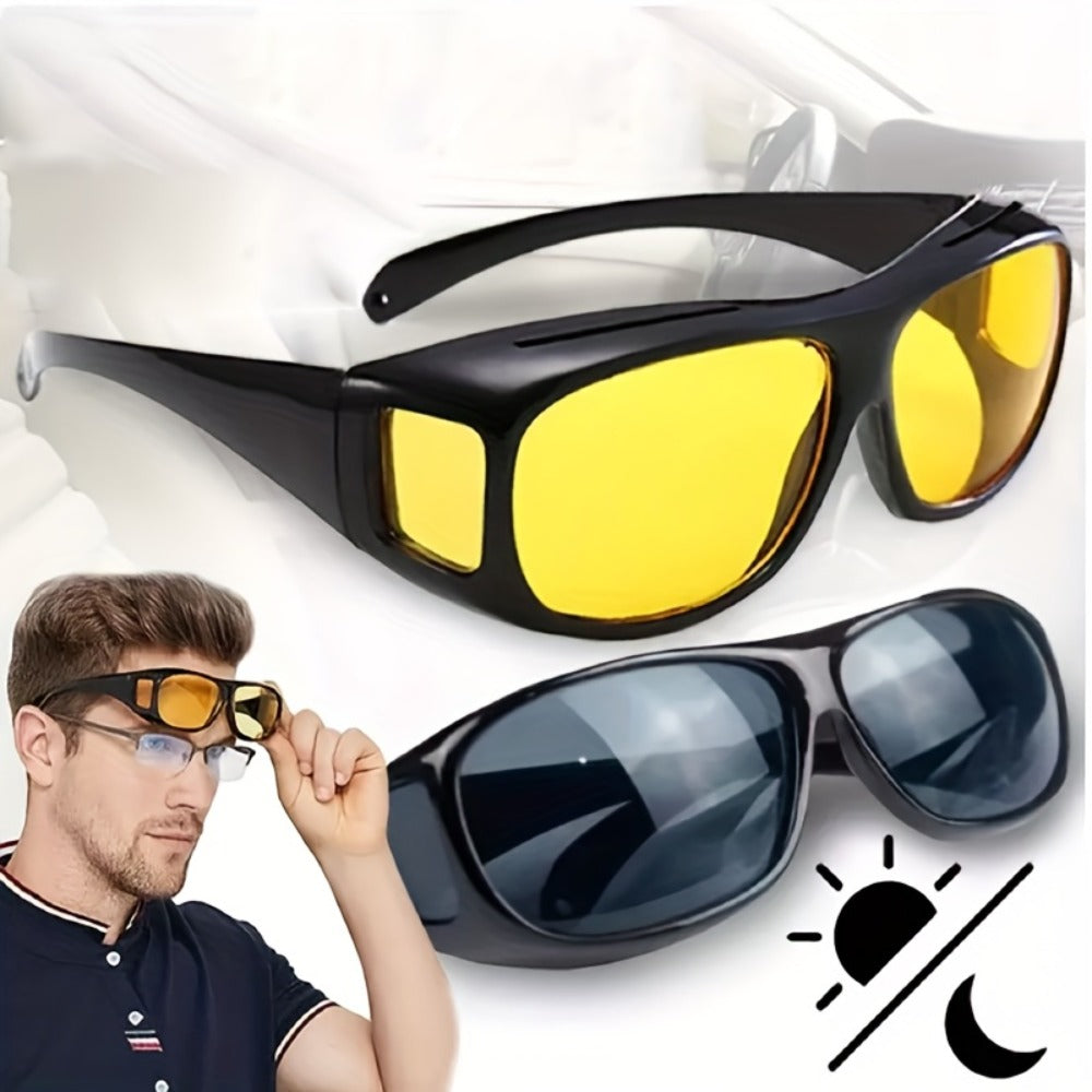 Sunglasses for Men - Night Vision Driving Glasses 2 Pack HD Yellow Anti-Glare Lenses, UV400 & - product detail view 3
