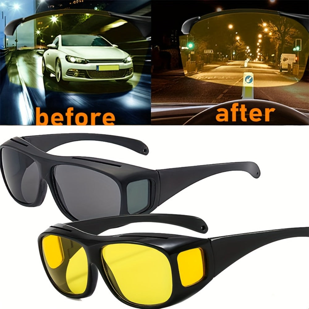 Sunglasses for Men - Night Vision Driving Glasses 2 Pack HD Yellow Anti-Glare Lenses, UV400 & - product detail view 6