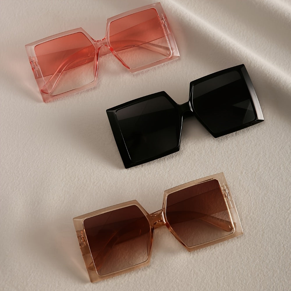Sunglasses for Women - Oversized Fashion Glasses for 3 Pack Large Frame Flat Top Square Pink - product detail view 3