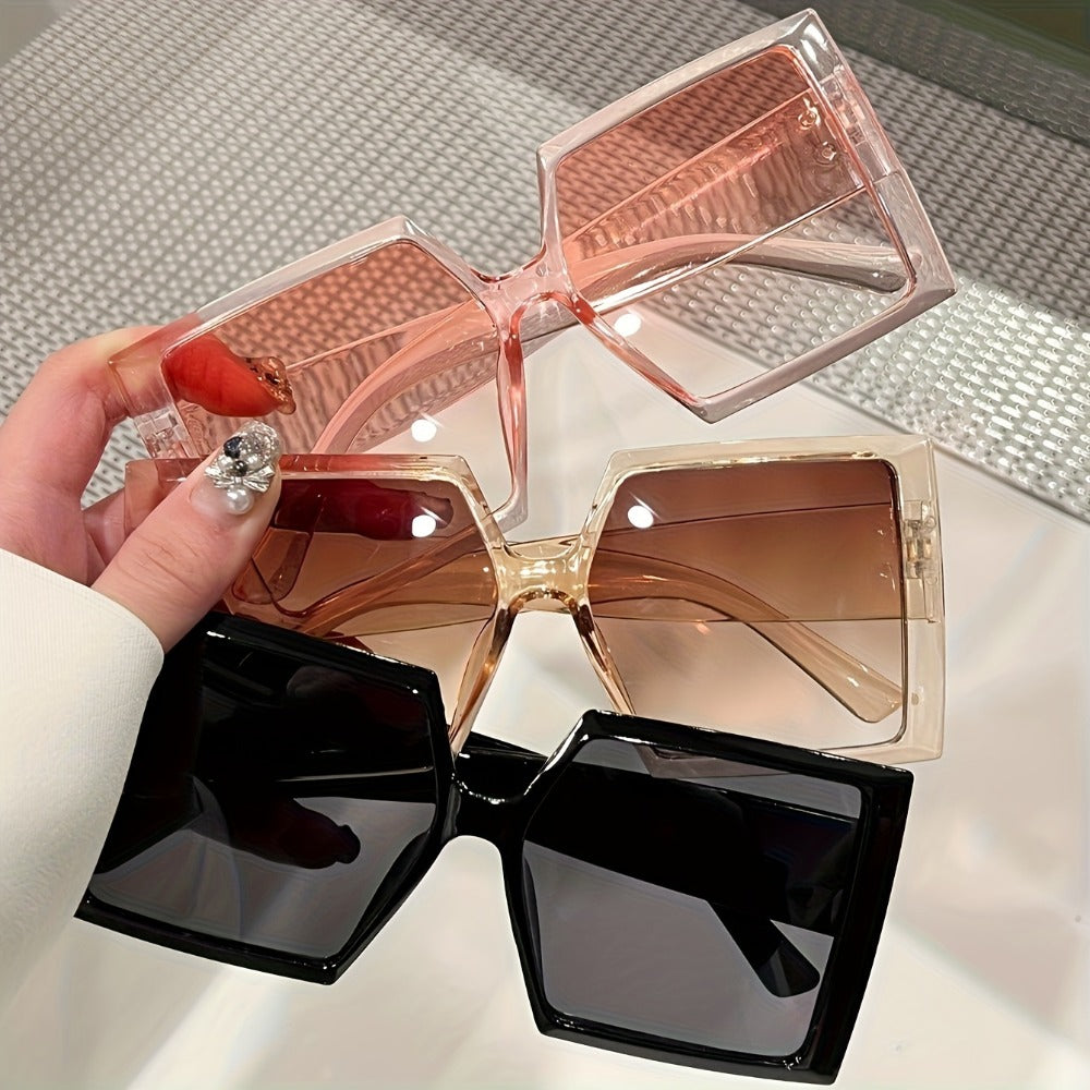 Sunglasses for Women - Oversized Fashion Glasses for 3 Pack Large Frame Flat Top Square Pink - product detail view 4