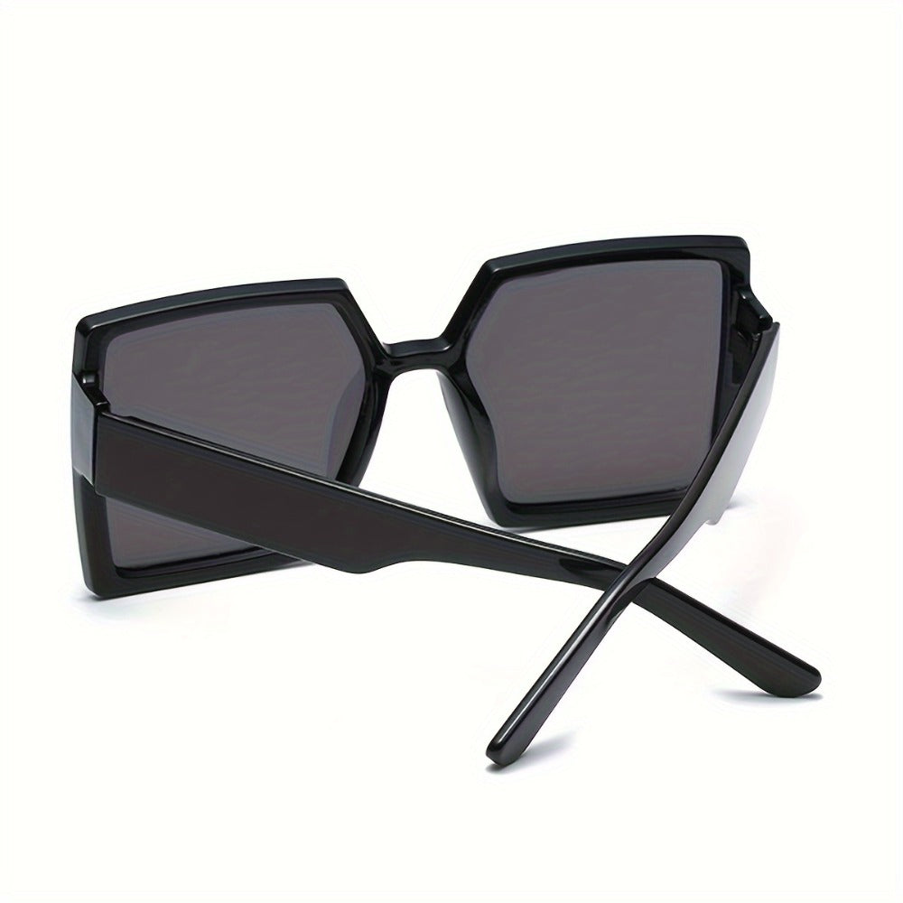 Sunglasses for Women - Oversized for Fashion Luxury Thick Frame Big Lens Shades Black Gray - product detail view 5