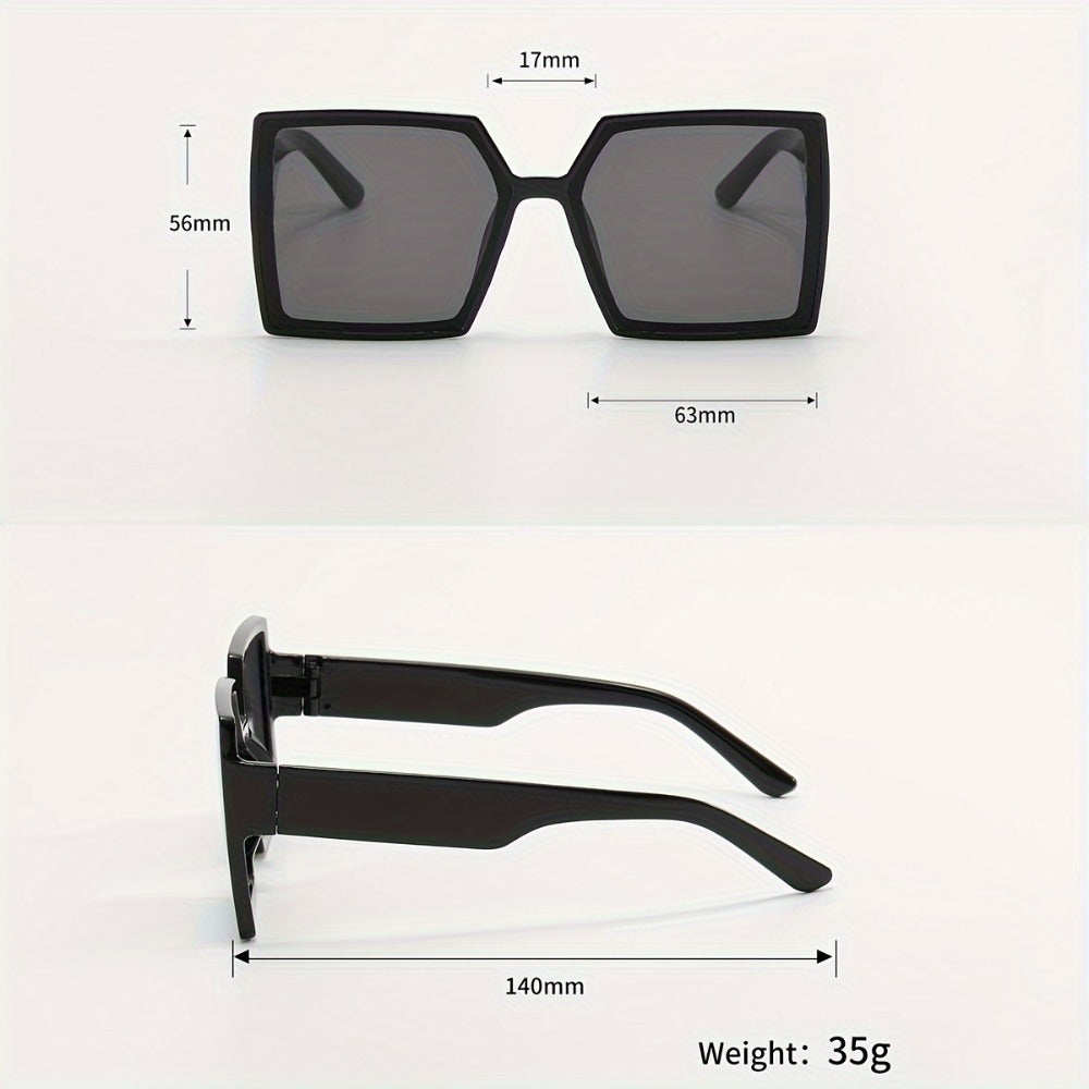 Sunglasses for Women - Oversized for Fashion Luxury Thick Frame Big Lens Shades Black Gray - product detail view 6