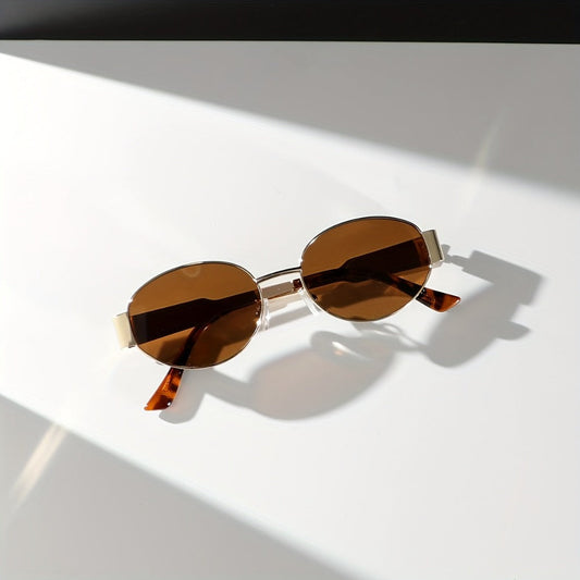 Sunglasses for Women - Oversized Oval for , Vintage Polarized Metal Frame with Anti-Glare UV - product detail view 2