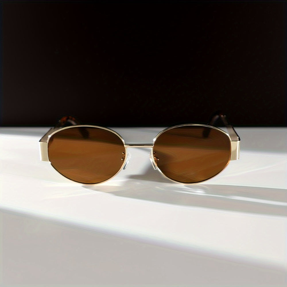 Sunglasses for Women - Oversized Oval for , Vintage Polarized Metal Frame with Anti-Glare UV - product detail view 6