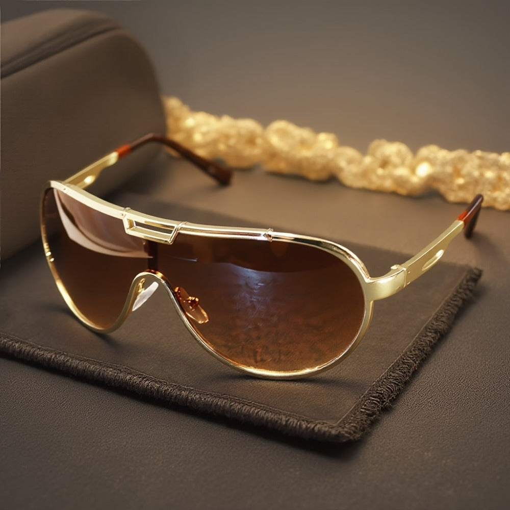 Sunglasses for Men - Oversized Retro Unisex Vintage Frame Anti-Glare Lenses Durable Metal - product detail view 2