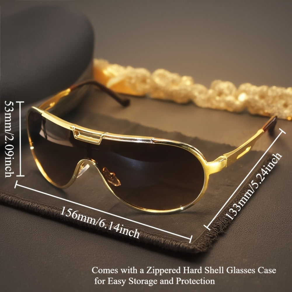 Sunglasses for Men - Oversized Retro Unisex Vintage Frame Anti-Glare Lenses Durable Metal - product detail view 4