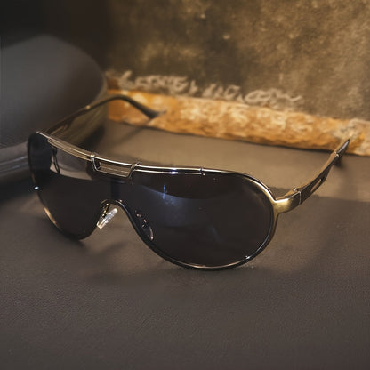 Sunglasses for Men - Oversized Retro Unisex Vintage Frame Anti-Glare Lenses Durable Metal - product detail view 9