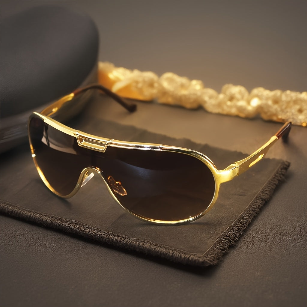 Sunglasses for Men - Oversized Retro Unisex Vintage Frame Anti-Glare Lenses Durable Metal - product detail view 10
