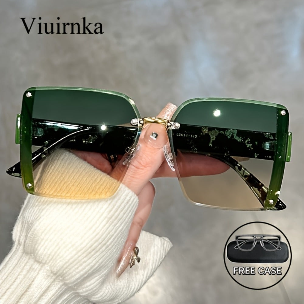 Sunglasses for Women - Oversized Rimless Square Frame Gradient Lenses Lightweight Unisex Fashion - main product view