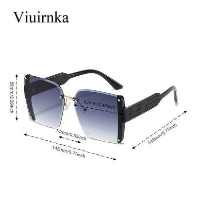 Sunglasses for Women - Oversized Rimless Square Frame Gradient Lenses Lightweight Unisex Fashion - product detail view 5