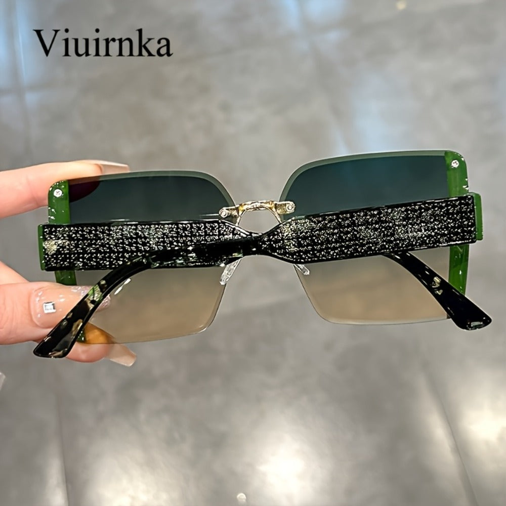 Sunglasses for Women - Oversized Rimless Square Frame Gradient Lenses Lightweight Unisex Fashion - product detail view 8