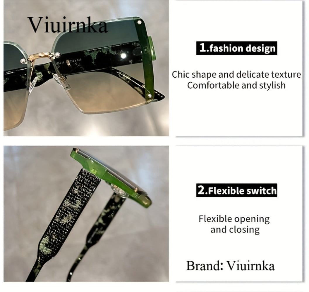 Sunglasses for Women - Oversized Rimless Square Frame Gradient Lenses Lightweight Unisex Fashion - product detail view 10
