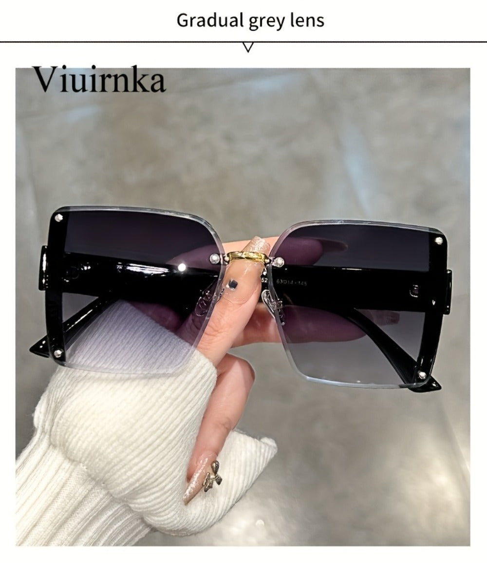 Sunglasses for Women - Oversized Rimless Square Frame Gradient Lenses Lightweight Unisex Fashion - product detail view 12