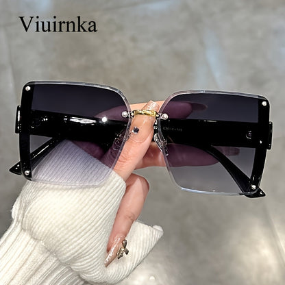 Sunglasses for Women - Oversized Rimless Square Frame Gradient Lenses Lightweight Unisex Fashion - product detail view 16