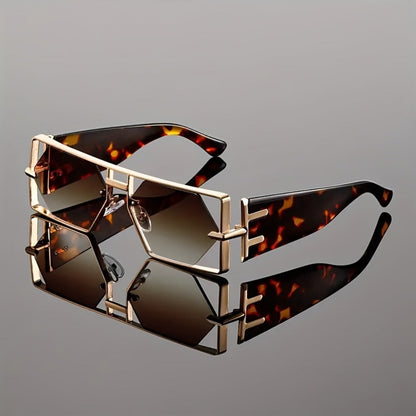 Sunglasses for Men - Oversized Square UV400 Hollow Metal Frame - PC Lens Trendy Exaggerated - product detail view 11
