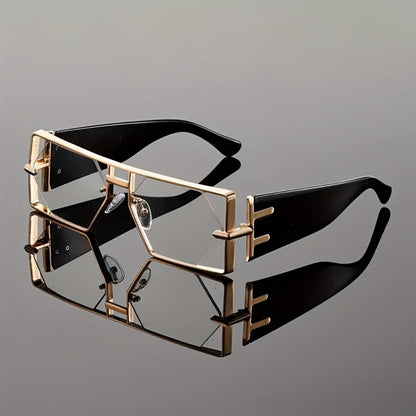 Sunglasses for Men - Oversized Square UV400 Hollow Metal Frame - PC Lens Trendy Exaggerated - product detail view 12