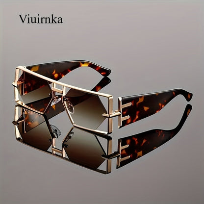 Sunglasses for Men - Oversized Square UV400 Hollow Metal Frame - PC Lens Trendy Exaggerated - product detail view 15