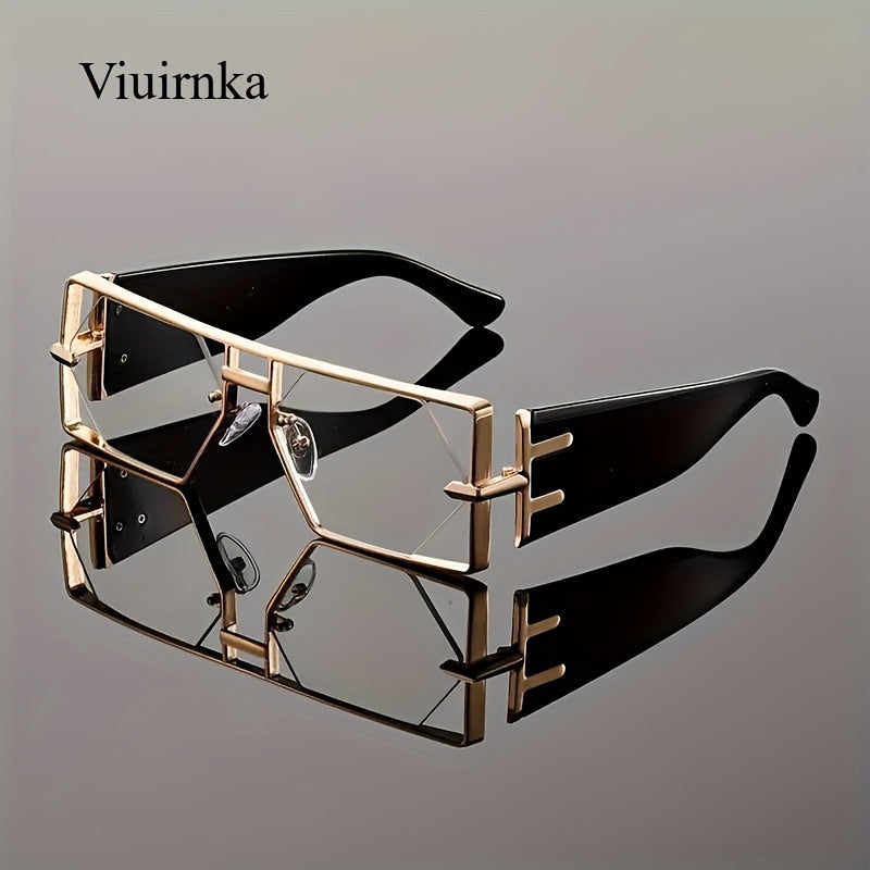 Sunglasses for Men - Oversized Square UV400 Hollow Metal Frame - PC Lens Trendy Exaggerated - product detail view 16