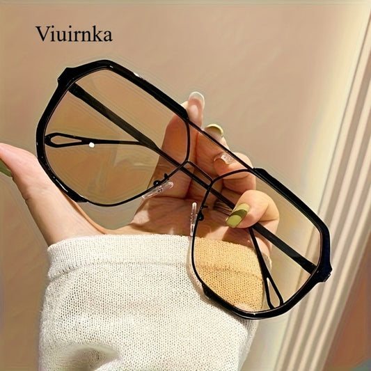 Sunglasses for Men - Oversized for Women Vintage Double Bridge Semi-Rimless UV Protection AC - product detail view 2