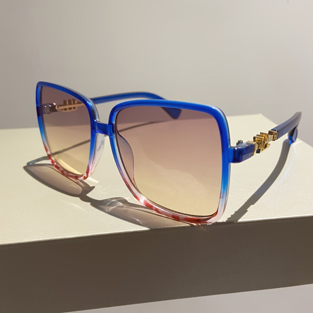Sunglasses for Men - Oversized Vintage Unisex Two-Tone Frame Premium Fashion Eyewear Beach - product detail view 10