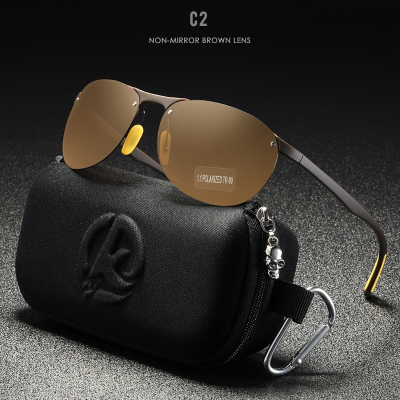 Sunglasses for Men - Photochromic Polarized Frameless Oval - TR90 Lightweight Auto-Darkening - product detail view 12