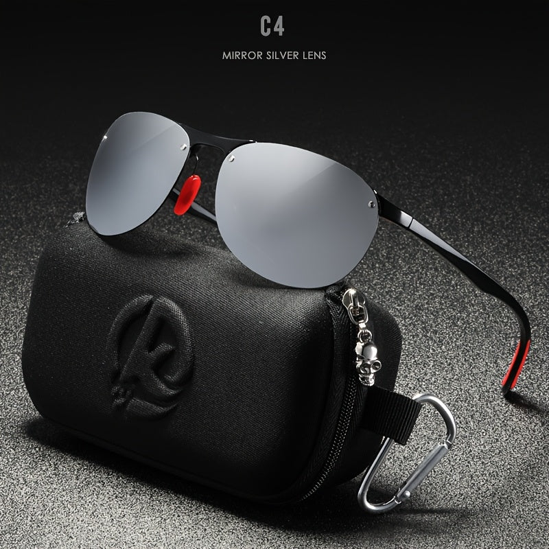 Sunglasses for Men - Photochromic Polarized Frameless Oval - TR90 Lightweight Auto-Darkening - product detail view 14