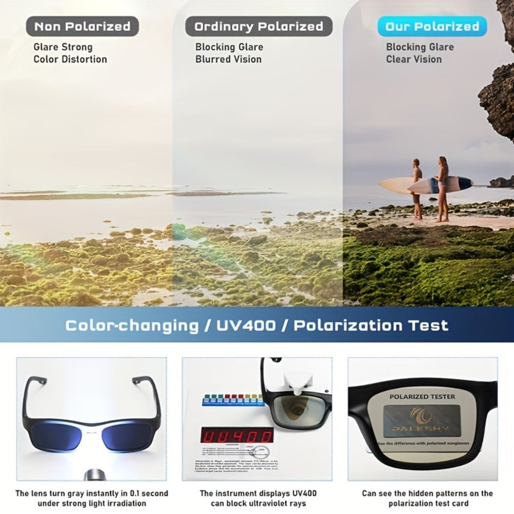 Sunglasses for Men - Photochromic Polarized UV400 Auto-Darkening Lenses Lightweight Frame for - product detail view 5