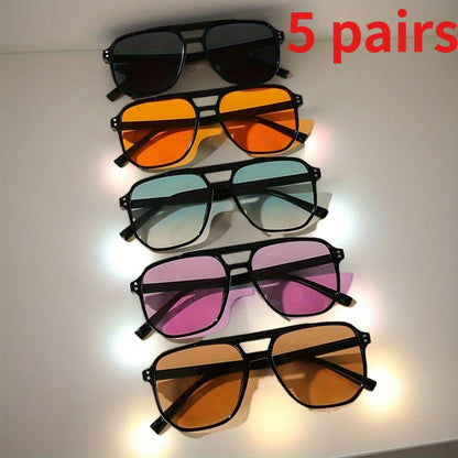 Sunglasses for Men - Pilot 5 Pack Women Large Square PC Frame Multicolor Lenses Fashion Casual - main product view
