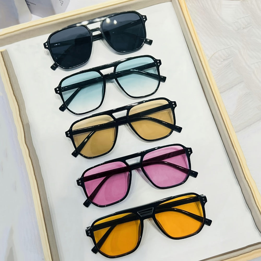 Sunglasses for Men - Pilot 5 Pack Women Large Square PC Frame Multicolor Lenses Fashion Casual - product detail view 6