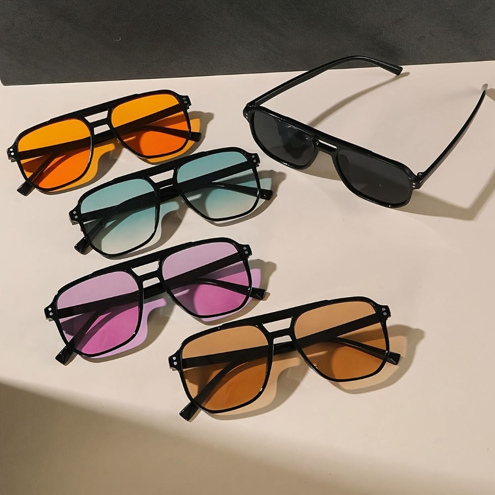 Sunglasses for Men - Pilot 5 Pack Women Large Square PC Frame Multicolor Lenses Fashion Casual - product detail view 7