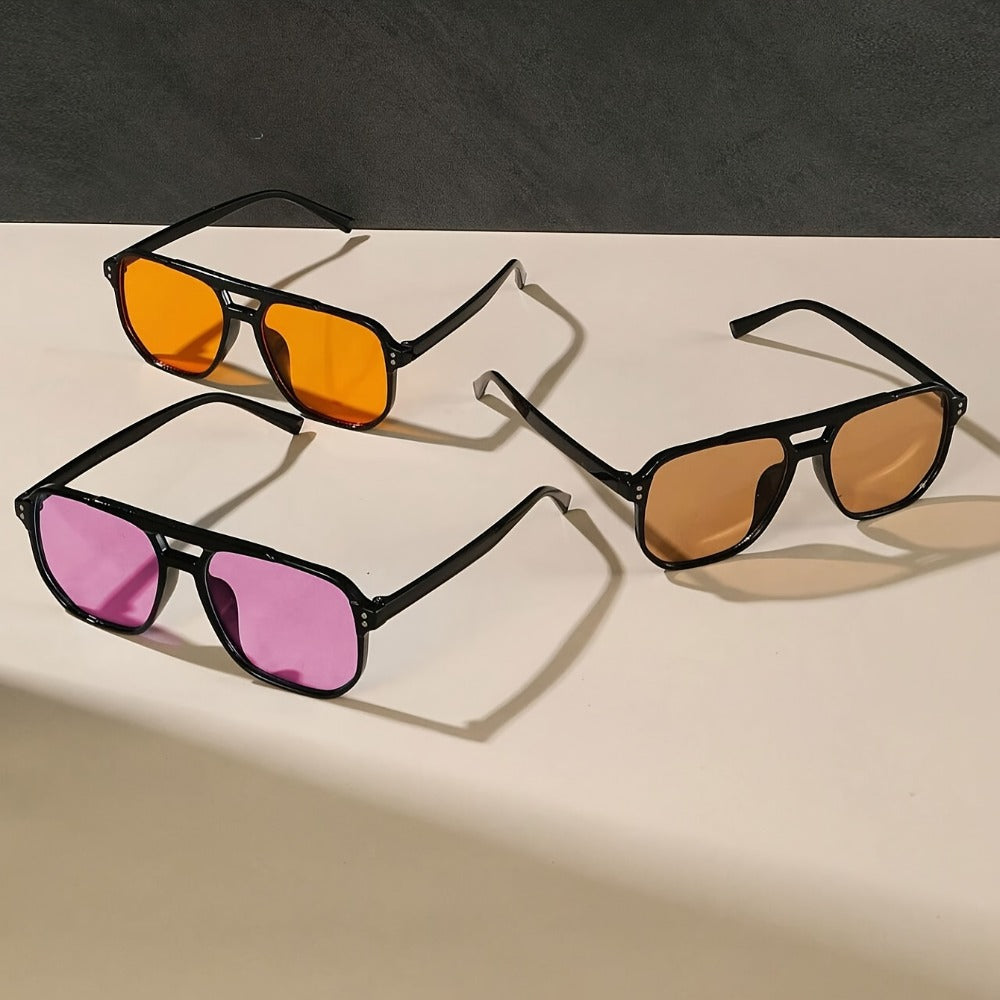 Sunglasses for Men - Pilot 5 Pack Women Large Square PC Frame Multicolor Lenses Fashion Casual - product detail view 8