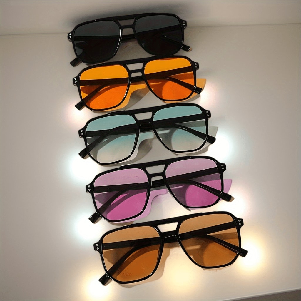Sunglasses for Men - Pilot 5 Pack Women Large Square PC Frame Multicolor Lenses Fashion Casual - product detail view 9