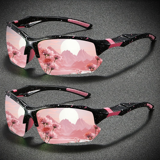 Sunglasses for Women - Polarized for 2 Pack Semi-Rimless UV400 Anti-Glare Mirror Lens TAC Coating - product detail view 2
