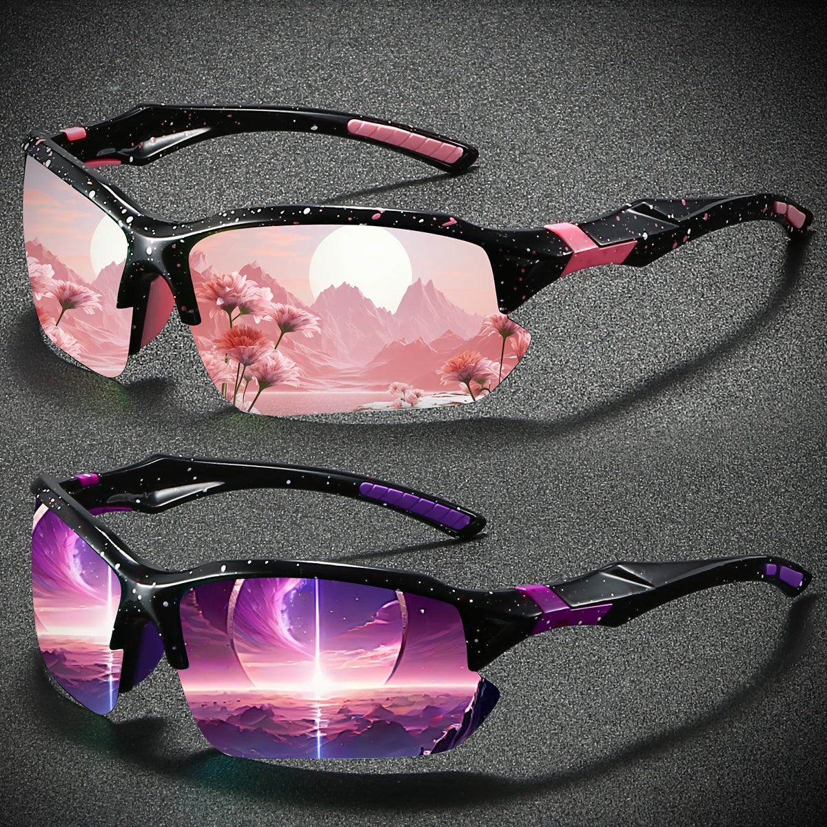 Sunglasses for Women - Polarized for 2 Pack Semi-Rimless UV400 Anti-Glare Mirror Lens TAC Coating - product detail view 10