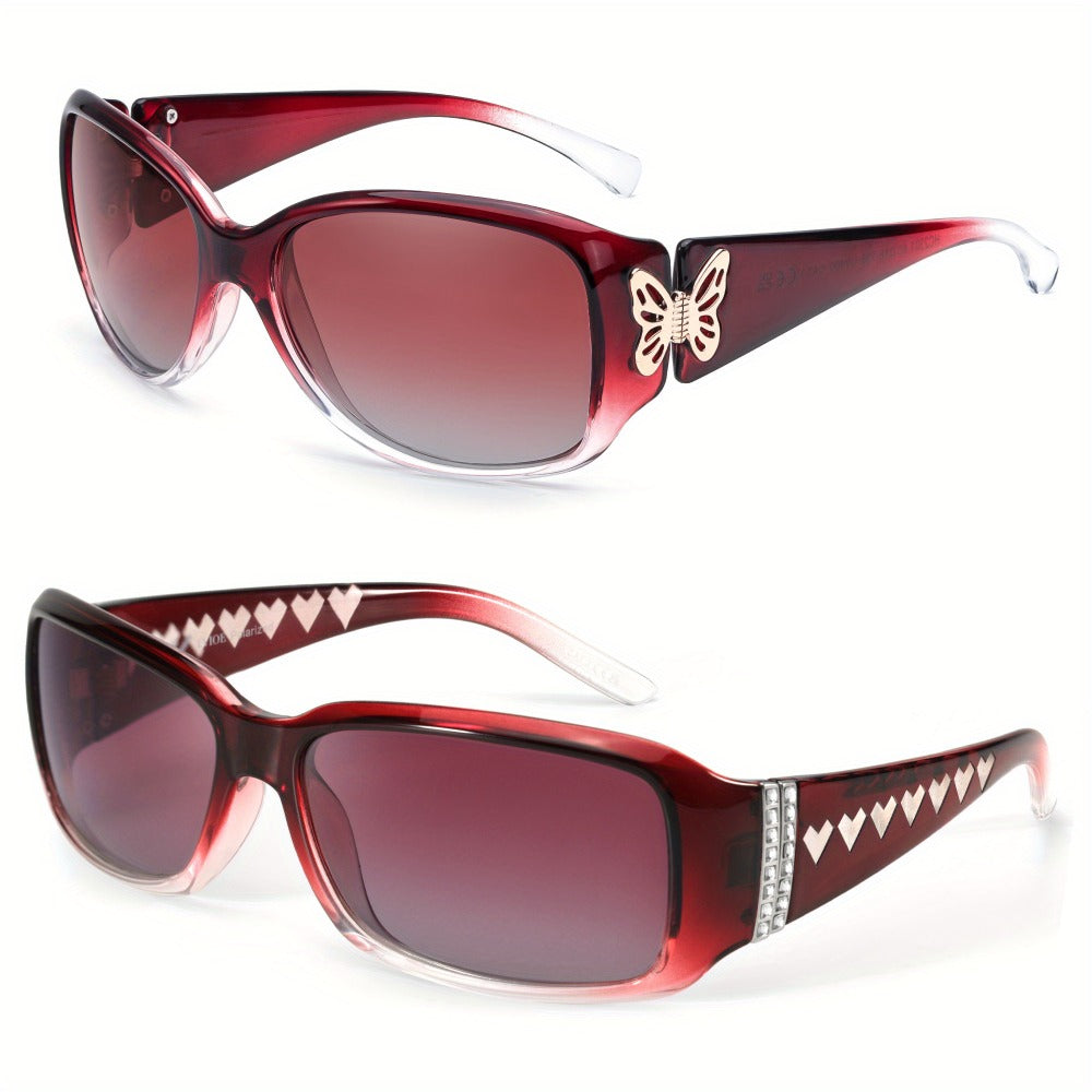 Sunglasses for Women - Polarized 2 Pack UV400 Butterfly Oversized Jackie-O Wrap-Around Fashion - product detail view 2
