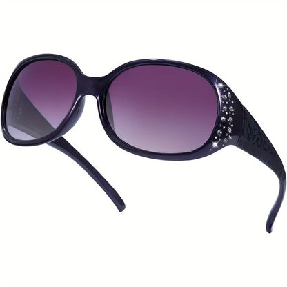 Sunglasses for Women - Polarized 2 Pairs Rhinestone Oval Frame Designer Style Trendy Shades Deep - product detail view 8