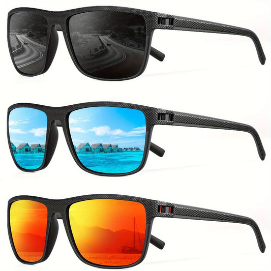 Sunglasses for Men - Polarized 3 Pack for Women Classic Square Sport Lightweight UV400 - main product view